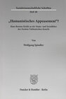 Buchcover "Humanistisches Appeasement"?