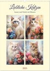 Buchcover Liebliche Katzen. Anmut und Würde mit Blumen (Wandkalender 2025 DIN A3 hoch), CALVENDO Monatskalender
