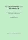 Buchcover Untersuchungen zur Ragazpoesie