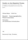 Buchcover Deutsch-Sumerographisches Wörterverzeichnis