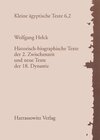 Buchcover Historisch-biographische Texte der 2. Zwischenzeit und neue Texte der 18. Dynastie