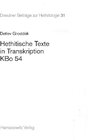 Buchcover Hethitische Texte in Transkription KBo 54