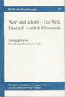 Buchcover Wort und Schrift - Das Werk Friedrich Gottlieb Klopstocks