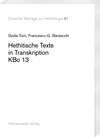 Buchcover Hethitische Texte in Transkription KBo 13