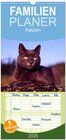 Buchcover Familienplaner 2025 - Katzen mit 5 Spalten (Wandkalender, 21 x 45 cm) CALVENDO