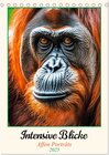 Buchcover Intensive Blicke - Affen Porträts (Tischkalender 2025 DIN A5 hoch), CALVENDO Monatskalender