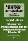 Buchcover Studien zum Deuteronomium und zur deuteronomistischen Literatur