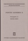 Buchcover Fontes minores / Fontes minores II