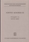 Buchcover Fontes minores / Fontes minores III