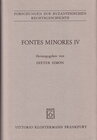 Buchcover Fontes minores / Fontes minores IV
