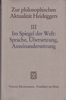 Buchcover Zur philosophischen Aktualität Heideggers