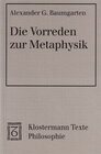 Buchcover Die Vorreden zur Metaphysik