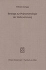 Buchcover Beiträge zur Phänomenologie der Wahrnehmung