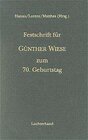 Buchcover Festschrift für Günter Wiese zum 70. Geburtstag