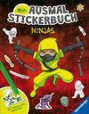 Buchcover Ravensburger Mein Ausmalstickerbuch Ninjas - Großes Buch mit über 250 Stickern, viele Sticker zum Ausmalen