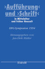 Buchcover "Aufführung" und "Schrift" in Mittelalter und früher Neuzeit