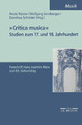 Buchcover "Critica Musica" - Studien zum 17. und 18. Jahrhundert