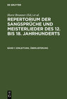 Buchcover Repertorium der Sangsprüche und Meisterlieder des 12. bis 18. Jahrhunderts / Einleitung, Überlieferung