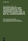 Buchcover Repertorium der Sangsprüche und Meisterlieder des 12. bis 18. Jahrhunderts / Katalog der Töne: Bd. 2,1 Einleitung, Töne,