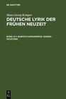 Buchcover Hans-Georg Kemper: Deutsche Lyrik der frühen Neuzeit / Barock-Humanismus: Krisen-Dichtung
