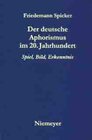 Buchcover Der deutsche Aphorismus im 20. Jahrhundert