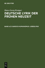 Buchcover Hans-Georg Kemper: Deutsche Lyrik der frühen Neuzeit / Barock-Humanismus: Liebeslyrik