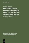 Buchcover Gegenstand und Aufgaben der Literaturwissenschaft
