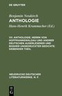 Buchcover Benjamin Neukirch: Anthologie / Anthologie. Herrn von Hoffmannswaldau und andrer Deutschen auserlesener und bißher unged