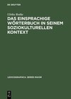 Buchcover Das einsprachige Wörterbuch in seinem soziokulturellen Kontext