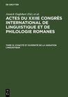 Buchcover Actes du XXIIe Congrès International de Linguistique et de Philologie Romanes / Vivacité et diversité de la variation li