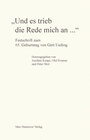 Buchcover "Und es trieb die Rede mich an..."