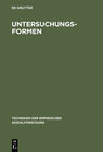 Buchcover Techniken der empirischen Sozialforschung / Untersuchungsformen