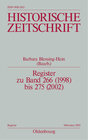 Buchcover Historische Zeitschrift / Register / Register zu Band 266 (1998) bis 275 (2002)
