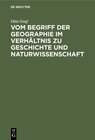 Buchcover Vom Begriff der Geographie im Verhältnis zu Geschichte und Naturwissenschaft