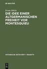Buchcover Die Idee einer Altgermanischen Freiheit vor Montesquieu