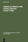 Buchcover Absolutismus und Aufklärung (1648–1789)