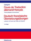 Buchcover Cours de Traduction allemand-francais. Deutsch-französische Übersetzungsübungen