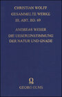 Buchcover Die Uebereinstimmung der Natur und Gnade