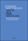 Buchcover Johann Mattheson: Texte aus dem Nachlass