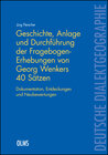 Buchcover Geschichte, Anlage und Durchführung der Fragebogen-Erhebungen von Georg Wenkers 40 Sätzen