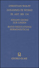 Buchcover Johann Georg Zur Linden: Ratio meditationis hermeneuticae