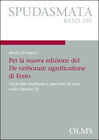 Buchcover Per la nuova edizione del De verborum significatione di Festo