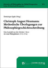 Buchcover Christoph August Heumann: Methodische Überlegungen zur Philosophiegeschichtsschreibung