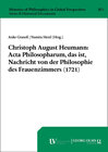 Buchcover Christoph August Heumann: Acta Philosopharum, das ist, Nachricht von der Philosophie des Frauenzimmers (1721)
