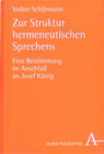 Buchcover Zur Struktur hermeneutischen Sprechens