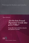 Buchcover "Ich bin kein Freund allgemeiner Urteile über ganze Völker"