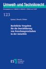 Buchcover Rechtliche Vorgaben für die Durchführung von Forschungsvorhaben in der Antarktis