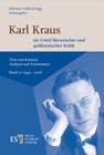 Buchcover Karl Kraus im Urteil literarischer und publizistischer Kritik