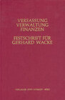Buchcover Verfassung - Verwaltung - Finanzen