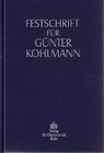Buchcover Festschrift für Günter Kohlmann zum 70. Geburtstag